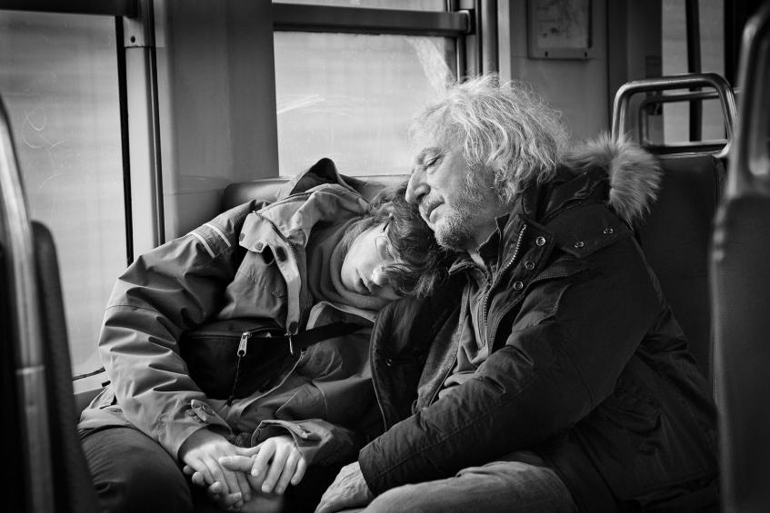 Lovers on a train 