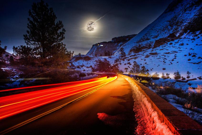 Road with moon 