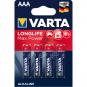 Varta 4703 AAA Longlife Max Power 1,5V 4er  - Thumbnail 1