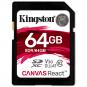 Kingston SDXC 64GB Canvas React 100MBs  - Thumbnail 1